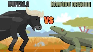 Buffalo vs Komodo Dragon  Animal Tournament S1  Animal Animation [upl. by Colly]