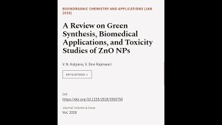 A Review on Green Synthesis Biomedical Applications and Toxicity Studies of ZnO NPs  RTCLTV [upl. by Sankaran]