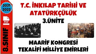 8SINIF İNKILAP TARİHİ 3ÜNİTE MAARİF KONGRESİ VE TEKALİFİ MİLLİYE EMİRLERİ [upl. by Opaline679]