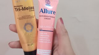 TriMelas Melasma cream Allure cream review for freckles  whaiting cream brighting cream [upl. by Sairacaz]