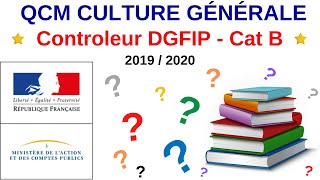 QCM Culture générale  Annales Concours Controleur DGFIP 201920 [upl. by Lenno]