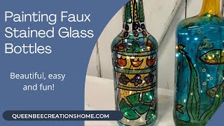 Painting Faux Stained Glass Bottles [upl. by Etnovaj]