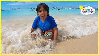 Family Fun Day at the Beach and playing in the sand with Ryans Family Review [upl. by Petey978]