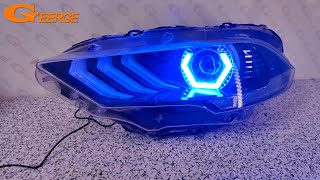 For Ford Mustang 2018  2021 Bluetooth APP Multi Color Hex RGB LED Angel Eyes Halo Rings DRL Boards [upl. by Skiba]