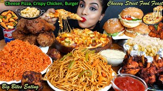 ASMR Eating Veg BurgerCheese PizzaSpicy Fried ChickenLollipop Street Food ASMR Eating Mukbang [upl. by Terri]