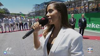 Anitta cantando o hino nacional na abertura do GP do Brasil de Fórmula 1 [upl. by Nagey724]