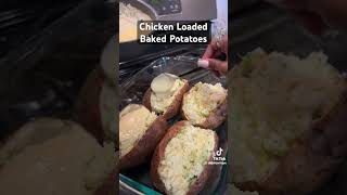 LET’S MAKE SOME CHICKEN LOADED BAKED POTATOES🤤 RECIPE SHORT VIDEO recipe shortvideo [upl. by Esinereb]