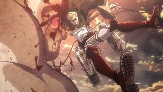 The Commander Erwin Smith loses his arm and saves Eren  Attack on Titan Season 2 [upl. by Polinski615]