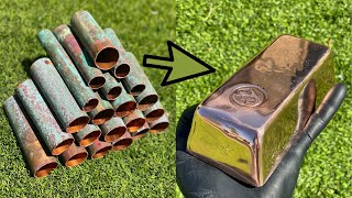 Melting Copper  Backyard Bullion  ASMR Metal Melting  Huge Copper Bar  BigStackD Casting [upl. by Aime]