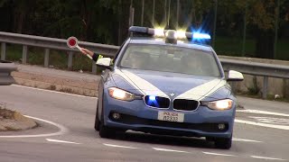 BMW POLIZIA STRADALE IN SIRENA SCORTA GARA CICLISTICA  AZZROV512 IN SIRENA Gorla Minore [upl. by Jewel]