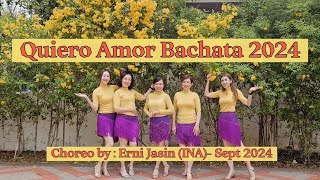 Quiero Amor Bachata 2024 Line Dance  Beginner  Choreo by Erni Jasin  INA  Sept 2024 [upl. by Annodam933]