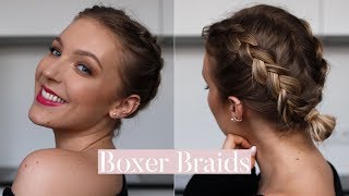 BOXER BRAIDS  Flechtfrisur für kürzere Haare [upl. by Ofloda]