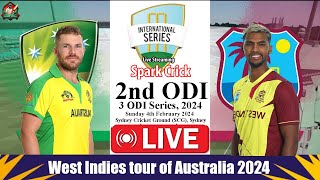 🔴LIVE AUSTRALIA vs WEST INDIES 3 ODI Series 2024  2nd ODI 4th February 2024 Live Spark Crick [upl. by Atela]