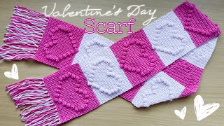 Crochet The Valentines Day Scarf  Free Crochet Pattern  Easy Tutorial [upl. by Albrecht]