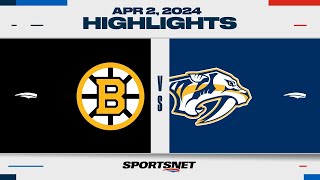 NHL Highlights  Bruins vs Predators  April 2 2024 [upl. by Nitsu]