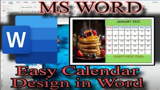 Create January 2025 Calendar in MS Word Simple Design Tips [upl. by Wareing]