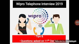 Wipro telephone interview tips 2019 [upl. by Innaig]