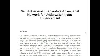 Self Adversarial Generative Adversarial Network for Underwater Image Enhancement [upl. by Ordisi]