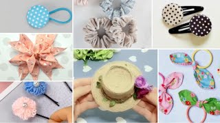 5 Easy Hair Accessories making at home from old clothes Recycle old clothes [upl. by Annodahs]