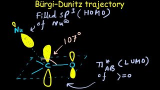 Bürgi–Dunitz trajectory  Direction of the approach of a nucleophile towards a Carbonyl group [upl. by Pfosi641]