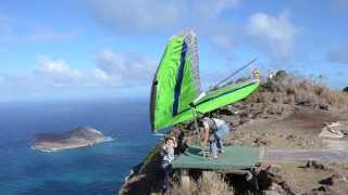 Dave Goto launches his hang glider at Makapuu Oahu [upl. by Brantley]