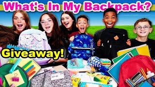 Whats In My Backpack  Back To School  Giveaway [upl. by Nosiram]