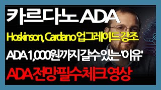 카르다노 ADA Hoskinson Cardano 업그레이드 강조 ADA 1000원 까지 갈수 있는 이유 ADA 전망 필수 체크 영상 [upl. by Arayc]