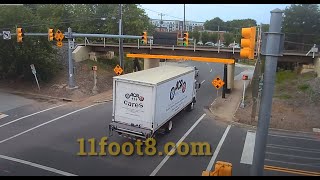 Boxtruck crash sprays debris at the 11foot8 bridge [upl. by Noirda]