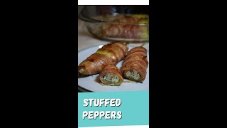 Stuffed peppers with soft cheese wrapped in bacon [upl. by Frolick49]