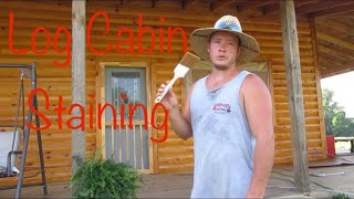 How To Stain A Log Home Or Log Wood Siding [upl. by Aeila246]