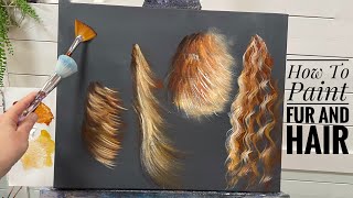 EASY How to paint FUR AND HAIR  acrylic painting tutorial for beginners  ￼ [upl. by Siuqaj580]