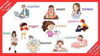 Top 200 action Verbs in 10 days Part 1  Goethe Zertifikat A1  Learn German  A1B1  Grammar [upl. by Odareg228]