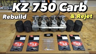 How To REBUILD and REJET Kawasaki Keihin Carbs for Pod Filters Kz750 Café Racer Build Part 13 [upl. by Amzu]