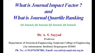 Impact Factor amp Journal Quartiles [upl. by Aihsena]