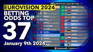 🏆📊 Who will be the WINNER of EUROVISION 2024  Betting Odds TOP 37 January 9th [upl. by Tita204]