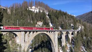 Eisenbahnvideo Wiesen Viadukt Graubünden Schweiz [upl. by Kathryn]