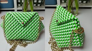 How to make grid handbag with rattan craft diy handmade [upl. by Temple]