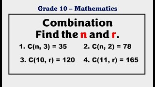 Finding n and r in a Combination  Grade 10 Probability and Statistics MathTeacherGon [upl. by Naaitsirhc]