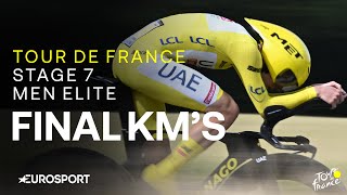 TIME TRIAL DRAMA 🔥  Tour de France Stage 7 Final Kilometres  Eurosport Cycling [upl. by Galliett]