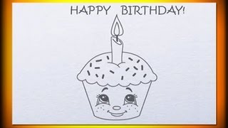 One Year old  how to draw birthday cupcake [upl. by Cosette]