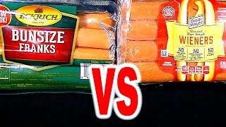 Oscar Mayer Wieners vs Eckrich Franks  FoodFights Hot Dog Challenge  Live Taste amp Review [upl. by Anemaj]