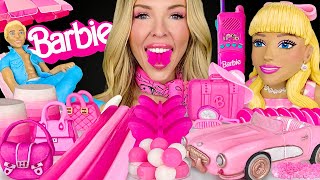 ASMR BARBIE DESSERTS MUKBANG PINK CORVETTE EDIBLE BUTTERFLY LEMON JELLO SHOTS BARBIE GIVEAWAY 먹방 [upl. by Burman]