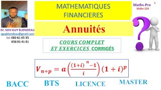 mathématiques financières 520 ANNUITES cours complet 11 exercices corrigés [upl. by Tnert]