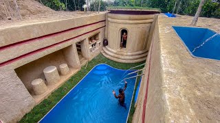 100 Days Building An Underground Temple House With Water Slide To Underground Swimming Pool [upl. by Adlih566]