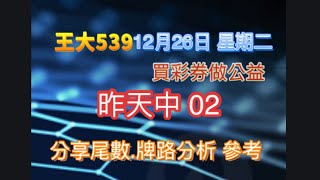 12月26日【王大539】 💥全車中 02💥 分享 尾數板路分析參考 今彩539牙起來，還沒跟到車！！按讚、訂閱，持續追踨！ [upl. by Metzgar]