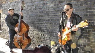 Street Music of London Great Show of Contrabass and Guitar in Brick Lane [upl. by Sauveur]