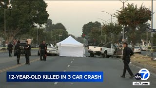 12yearold girl killed 9 others hurt in South LA car crash [upl. by Fassold952]