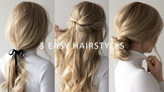 THREE 3 MINUTE EASY HAIRSTYLES 💕  2019 Hair Trends [upl. by Philana]