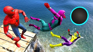 GTA 5 Colorful Spiderman Building Fight JumpsFails RagdollsFunny Moments Ep 5 [upl. by Wilde312]