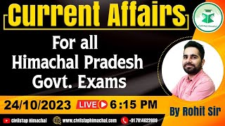 Himachal Daily Current Affairs Quiz and MCQ  24th Oct 2023  HPASHASAlliedNT [upl. by Sadnalor]